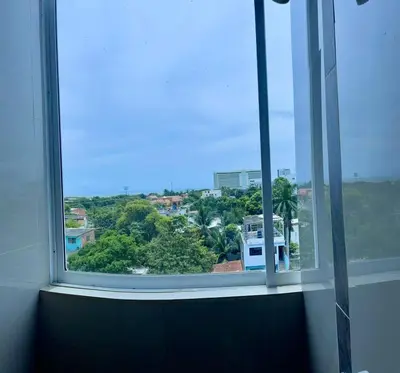 an open window with a view of a city at Apartamento 401 in Cartagena de Indias